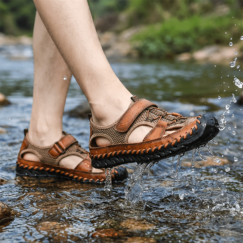 Sandales de pêcheur fermées pour hommes – Chaussures d'eau respirantes faites à la main, sandales de randonnée et de plage antidérapantes et anti-collision pour l'été | Velora