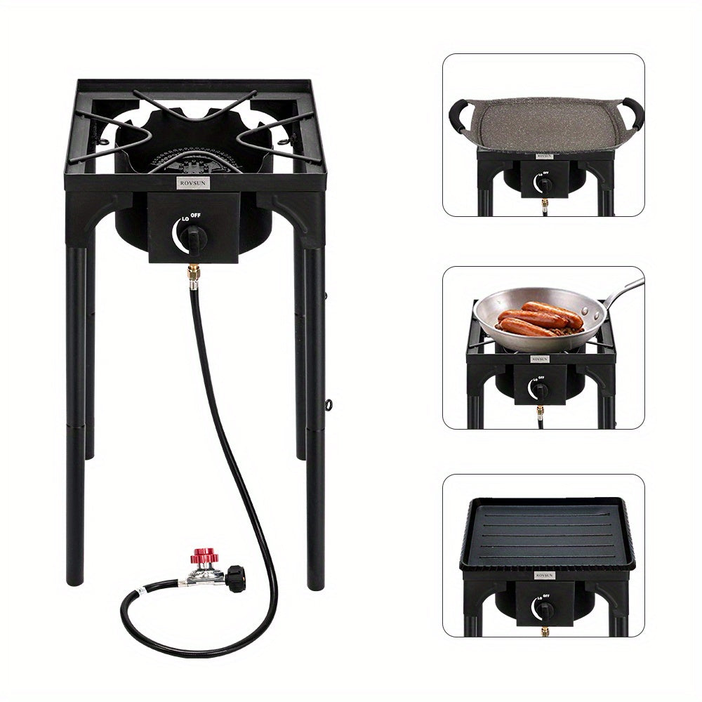 Réchaud à propane haute pression 100 000 - 225 000 BTU - Réchaud de camping extérieur robuste en fonte avec pieds détachables, régulateur certifié CSA, 1 ou 3 brûleurs pour le camping, les fêtes d'avant-match et le brassage