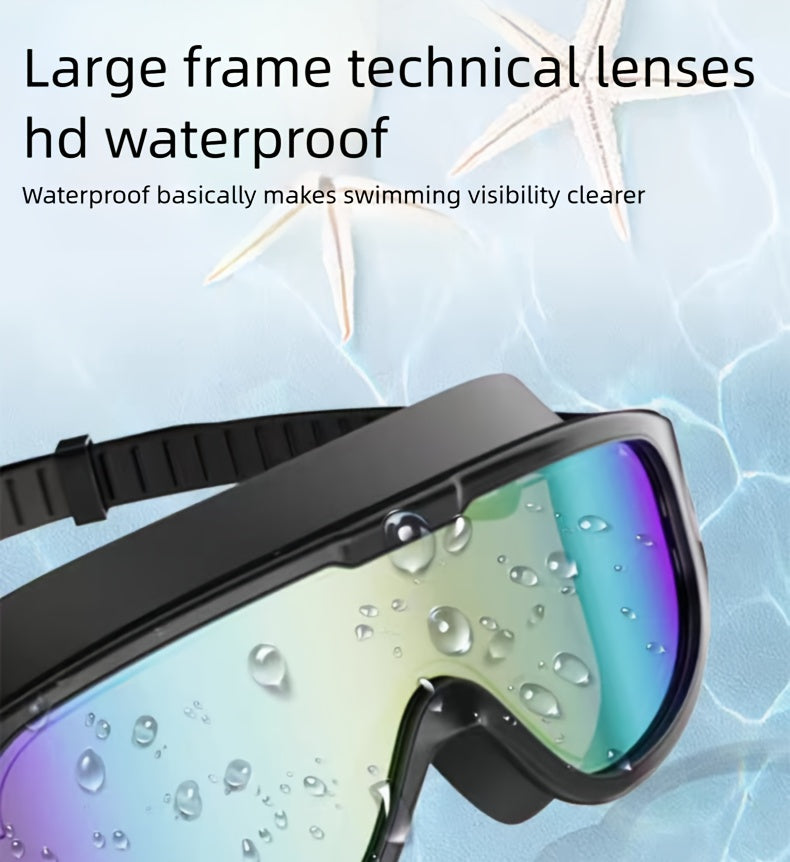 Lot de 2 lunettes de natation antibuée avec bouchons d'oreilles, pince-nez et sac étanche – Lunettes de natation avec protection UV pour hommes, femmes et adolescents, kit d'accessoires pour piscine extérieure et sports nautiques