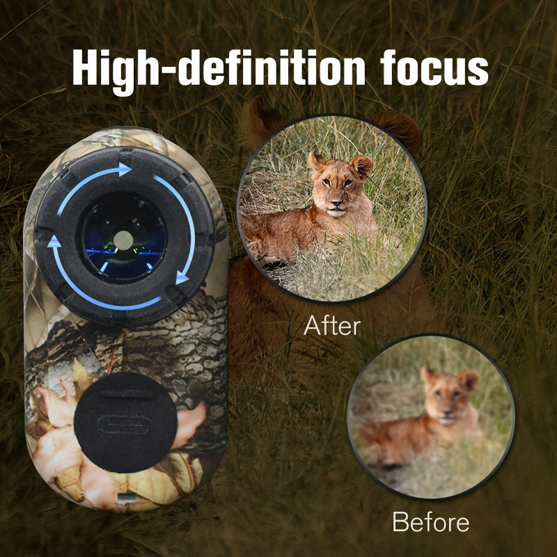 Télémètre laser 1200 yards – Grossissement 6X, rechargeable, compensation de pente, verrouillage de drapeau, mesure de vitesse et d'altitude, design camouflage pour golf et chasse