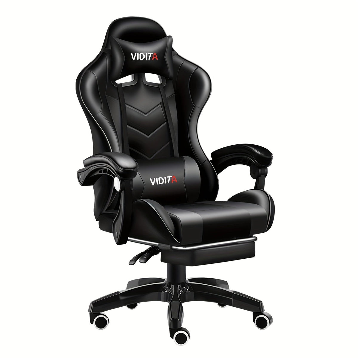 Chaise de jeu ergonomique à dossier haut style course avec repose-pieds et soutien lombaire – Chaise de bureau pivotante inclinable réglable, 8 couleurs