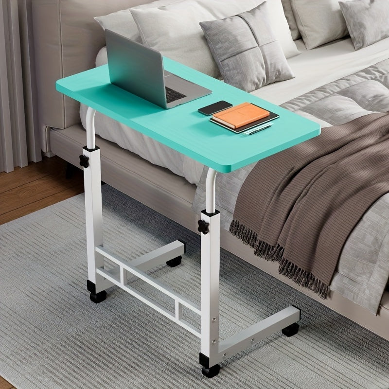 Bureau pliant à roulettes à 3 niveaux, hauteur réglable, plateau extensible, étagère de rangement pour ordinateur portable, bureau à domicile, chambre, salon, table d'ordinateur