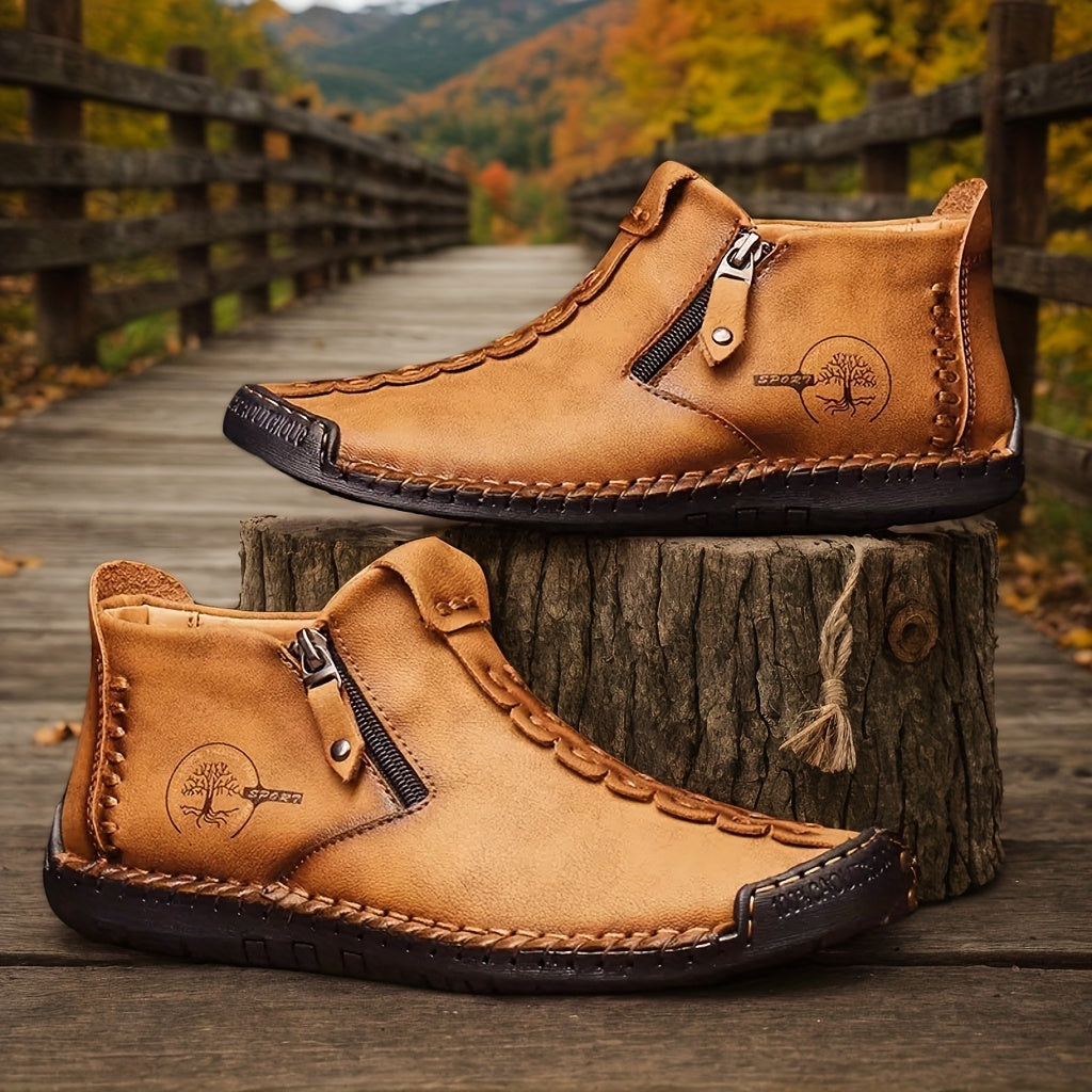 Bottines pour hommes, mocassins décontractés cousus main, chaussures à enfiler pour le travail en extérieur – 4 couleurs, tailles US 7,5-12,5, semelle antidérapante durable