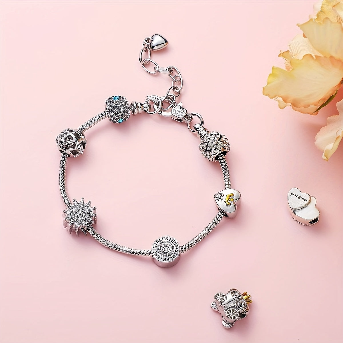 Kit de 40 pièces pour bracelets à chaîne serpent DIY – Bracelets à breloques perlées réglables avec chaînette d'extension en cœur, fournitures de bijoux en gros pour loisirs créatifs, cadeaux et projets de bijoux faits main