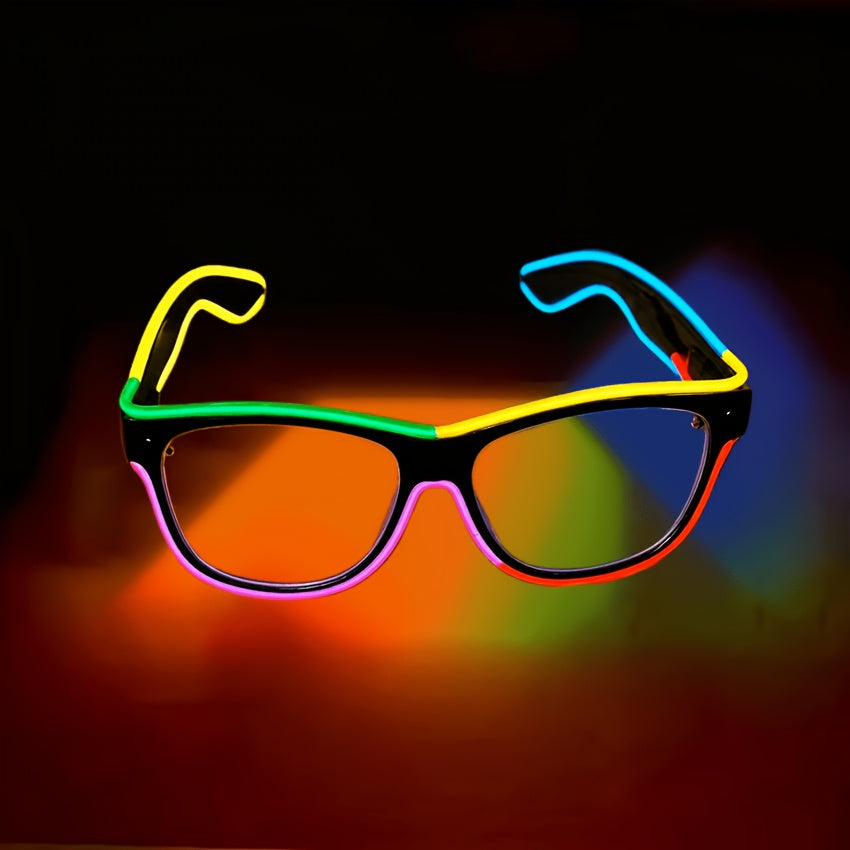 Lunettes LED lumineuses et colorées, lunettes de fête néon fluorescentes multicolores pour Halloween, Noël, festival EDM, rave, cosplay et carnaval