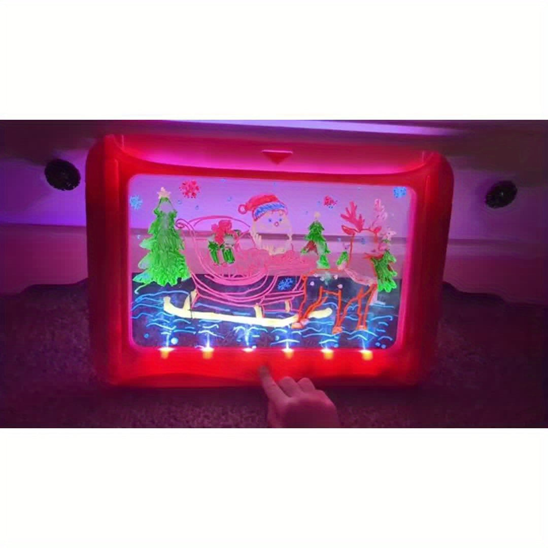 Tablette à dessin lumineuse LED pour enfants de 3 à 8 ans – Kit d’art phosphorescent avec 9 cartes recto-verso et 6 marqueurs, jouet éducatif de voyage, cadeau d'anniversaire et de Noël pour filles et garçons