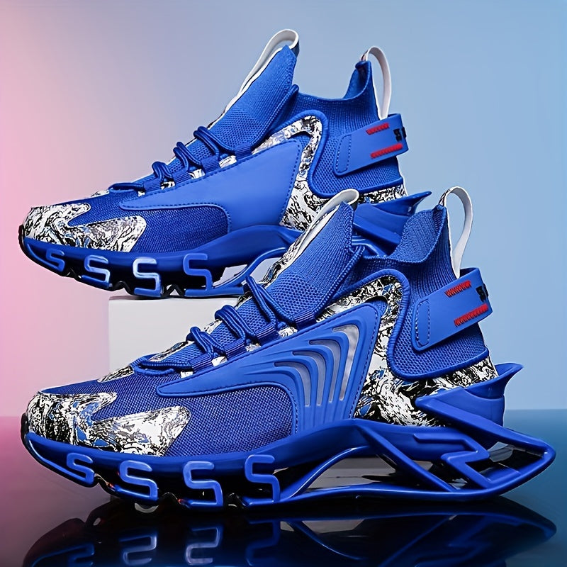 Baskets Blade pour hommes – Chaussures de sport à lacets en maille respirante avec semelle en caoutchouc, chaussures décontractées toutes saisons en noir, bleu, blanc et bleu foncé, pointures US 6–13,5