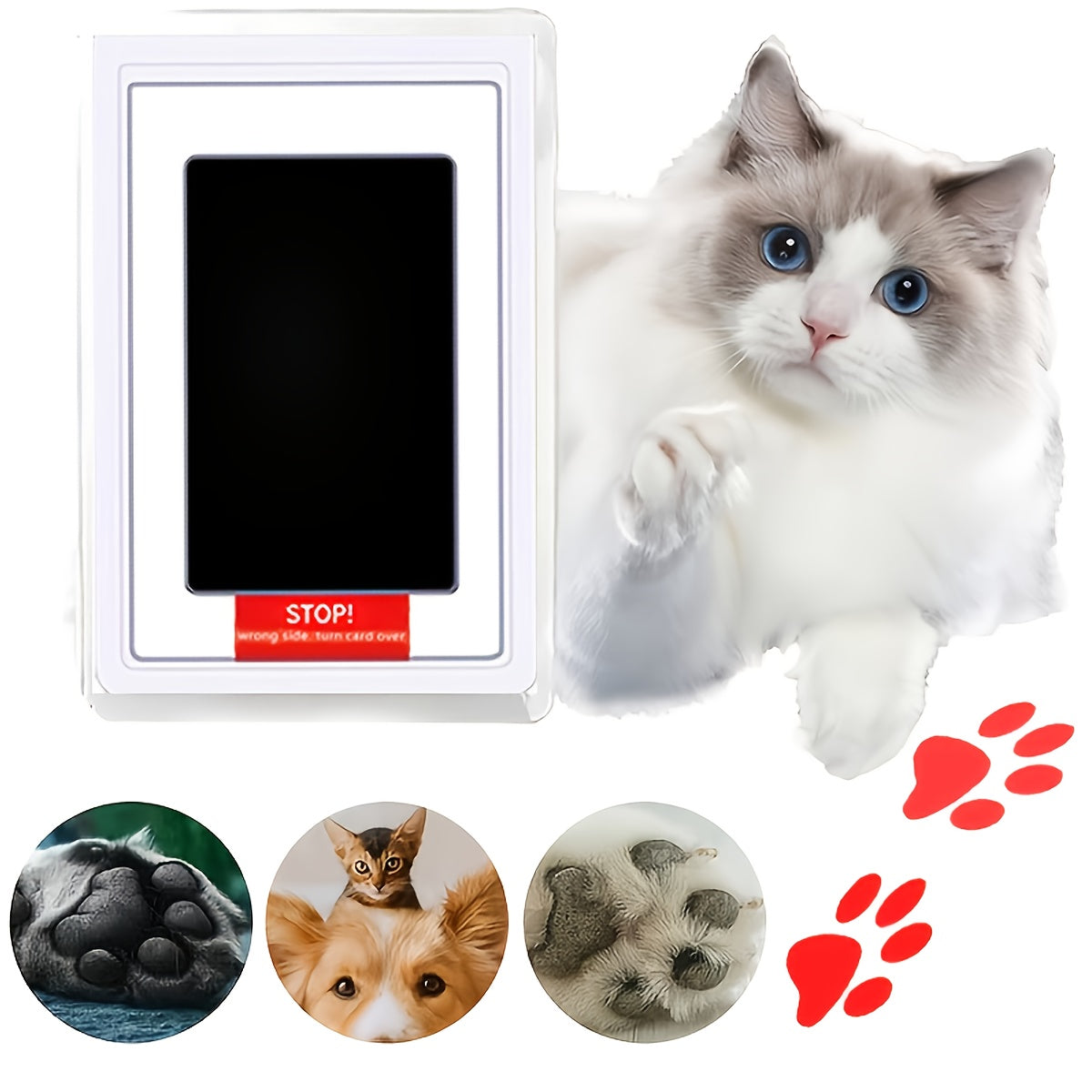 Kit tampon encreur pour empreintes de pattes de chiens et chats – Lot de 3 tampons encreurs noirs à séchage rapide, souvenir durable pour nouveaux propriétaires d'animaux, visites chez le vétérinaire et cadeaux commémoratifs