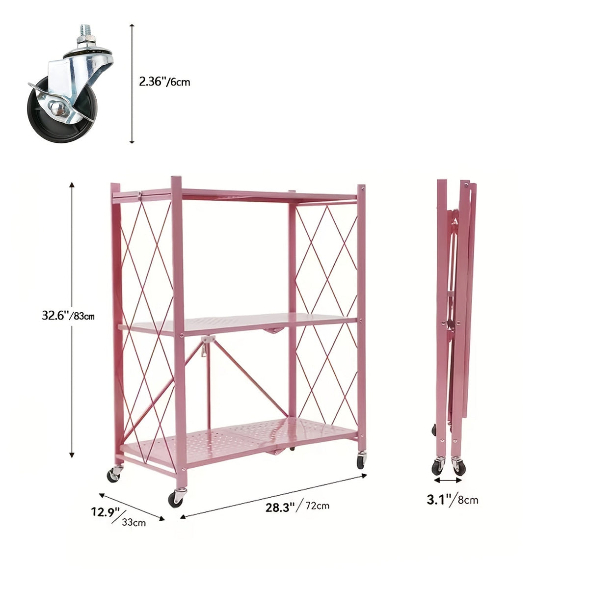 Heavy Duty Folding Storage Rack with Wheels β 3/4/5-Tier Portable Floor-Standing Shelf, No Assembly Required, for Home, Office, Bedroom & Dorm, 4 Colors Available