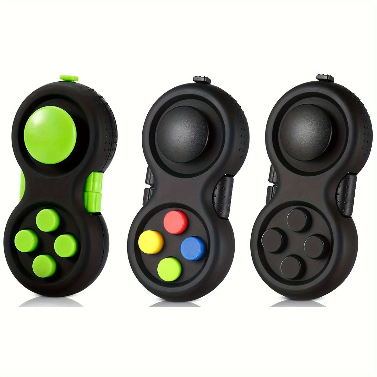 Lot de 3 manettes anti-stress - Manette rétro avec 8 fonctions de manipulation, jouet anti-stress et anti-anxiété pour enfants, adolescents et adultes, outil sensoriel TDAH, activité sans écran, choix de couleurs multiples