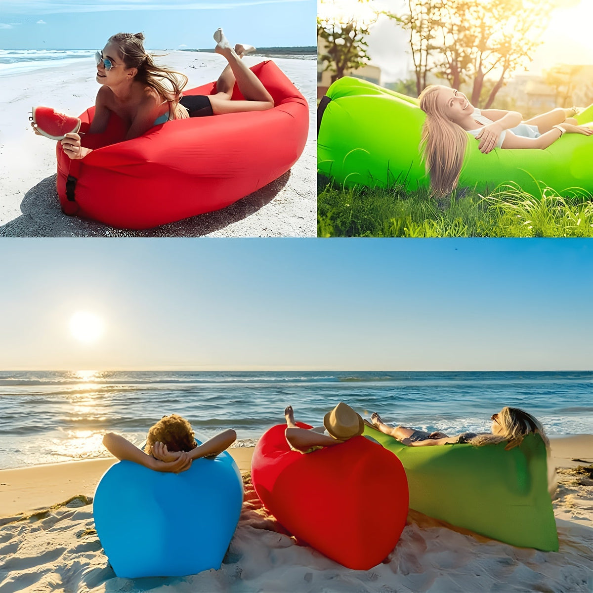 Fauteuil gonflable pliable, canapé pneumatique portable pour camping, plage, festivals, réunions en plein air, gonflage rapide, adultes, violet, bleu, vert, noir, rouge, jaune, orange
