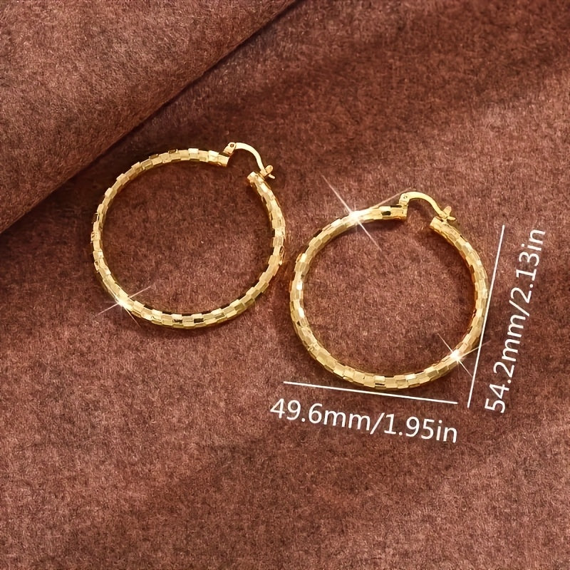 2 paires de boucles d'oreilles créoles rondes en cuivre doré – Finition torsadée et lisse, boucles d'oreilles élégantes pour femmes, bijoux légers pour un usage quotidien, cadeau pour elle pour les fêtes et les vacances