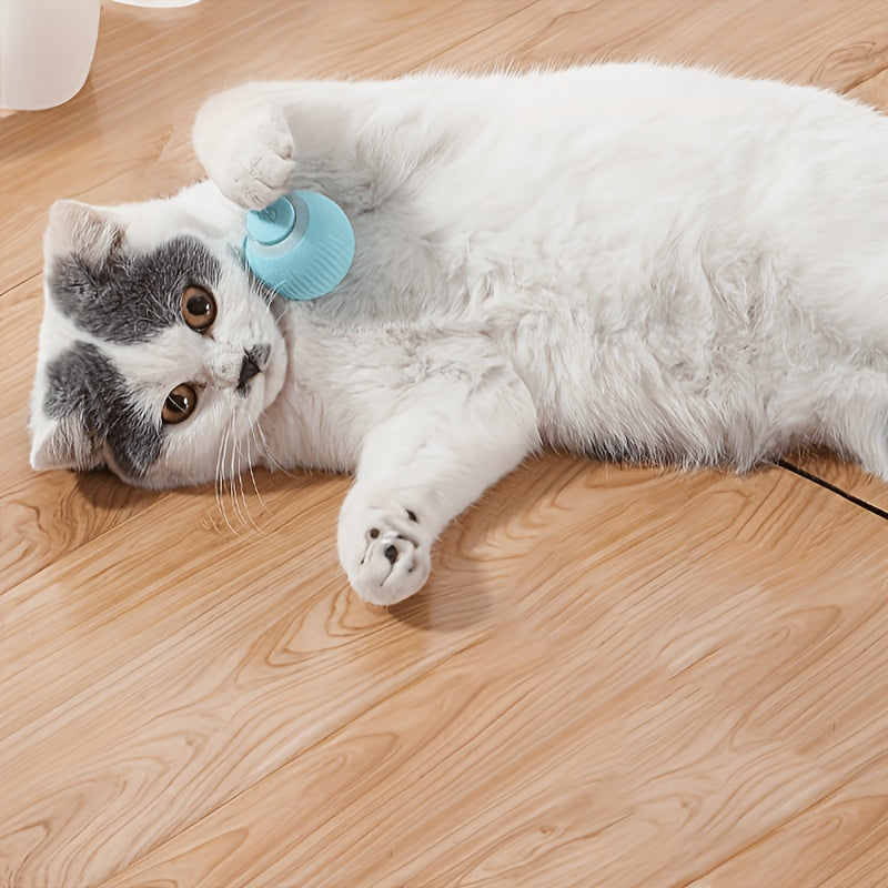 Jouet balle automatique électrique pour chat avec plumeau - Balle interactive intelligente à roulement automatique pour divertir le chat et soulager l'ennui, jouet d'exercice pour chaton d'intérieur, accessoire pour chat à roulement automatique