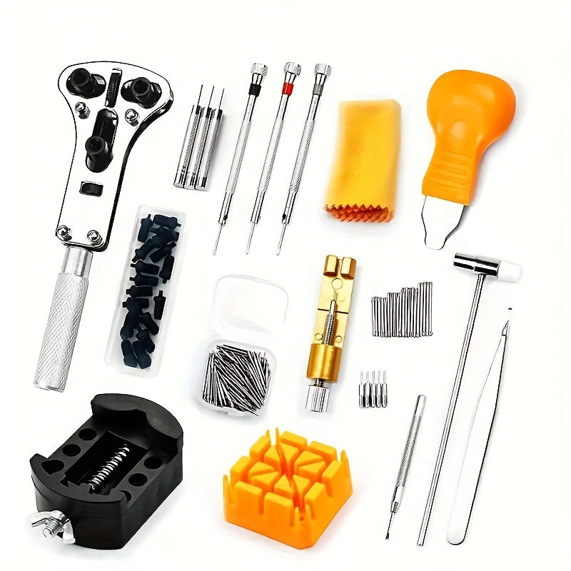 Kit de 168 outils de réparation de montre pour horlogers – Kit professionnel complet avec ouvre-boîtier, outil à barres à ressort, chasse-goupilles et accessoires de réparation, cadeau idéal pour les passionnés d'horlogerie