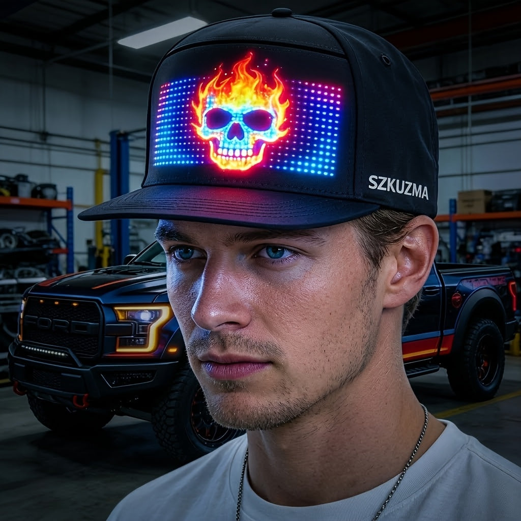 Casquette LED programmable contrôlée par application avec texte défilant et animation, casquette lumineuse unisexe réglable, intelligente, pour fête, mariage, Saint-Valentin, carnaval, festival, hommes et femmes