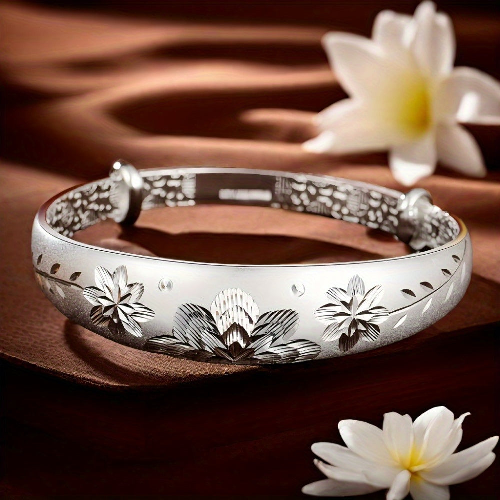 Bracelet ajustable coulissant pour femme en argent sterling 925 – Jonc élégant à fermoir coulissant en argent et or, cadeau idéal pour maman, la fête des mères, un anniversaire ou toute occasion spéciale