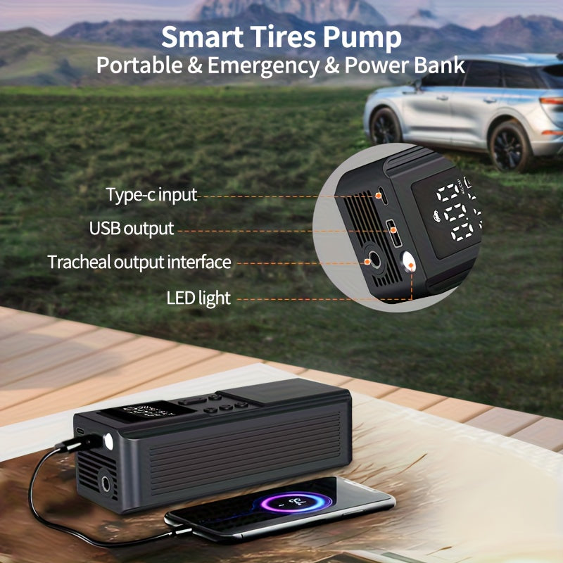 Compresseur d'air portable pour pneus de voiture, vélo, moto et ballons, manomètre numérique, arrêt automatique, versions USB et allume-cigare disponibles