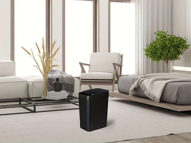 Lot de 2 poubelles automatiques sans contact – Poubelle à détecteur de mouvement avec couvercle, 10,5 litres, poubelle intelligente et fine pour salle de bain, chambre, bureau et salon