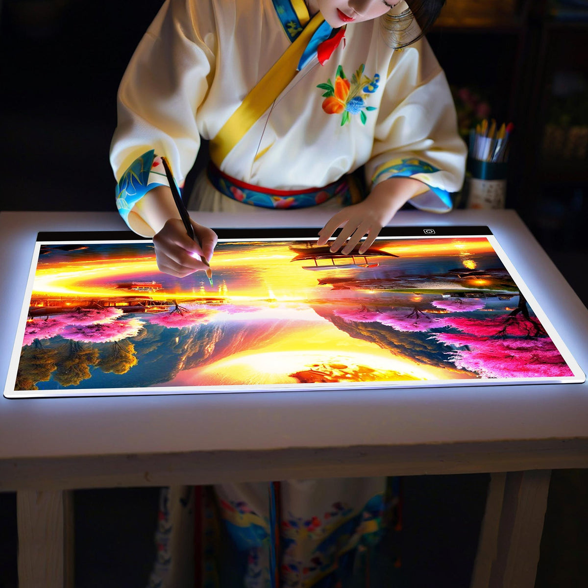Tablette lumineuse de traçage LED A2 – Table lumineuse ultra-fine à contrôle tactile variable pour peinture au diamant, croquis, animation, transfert de tatouage et streaming, alimentée par USB, LED respectueuses des yeux, compatible Mac/PC | Velora
