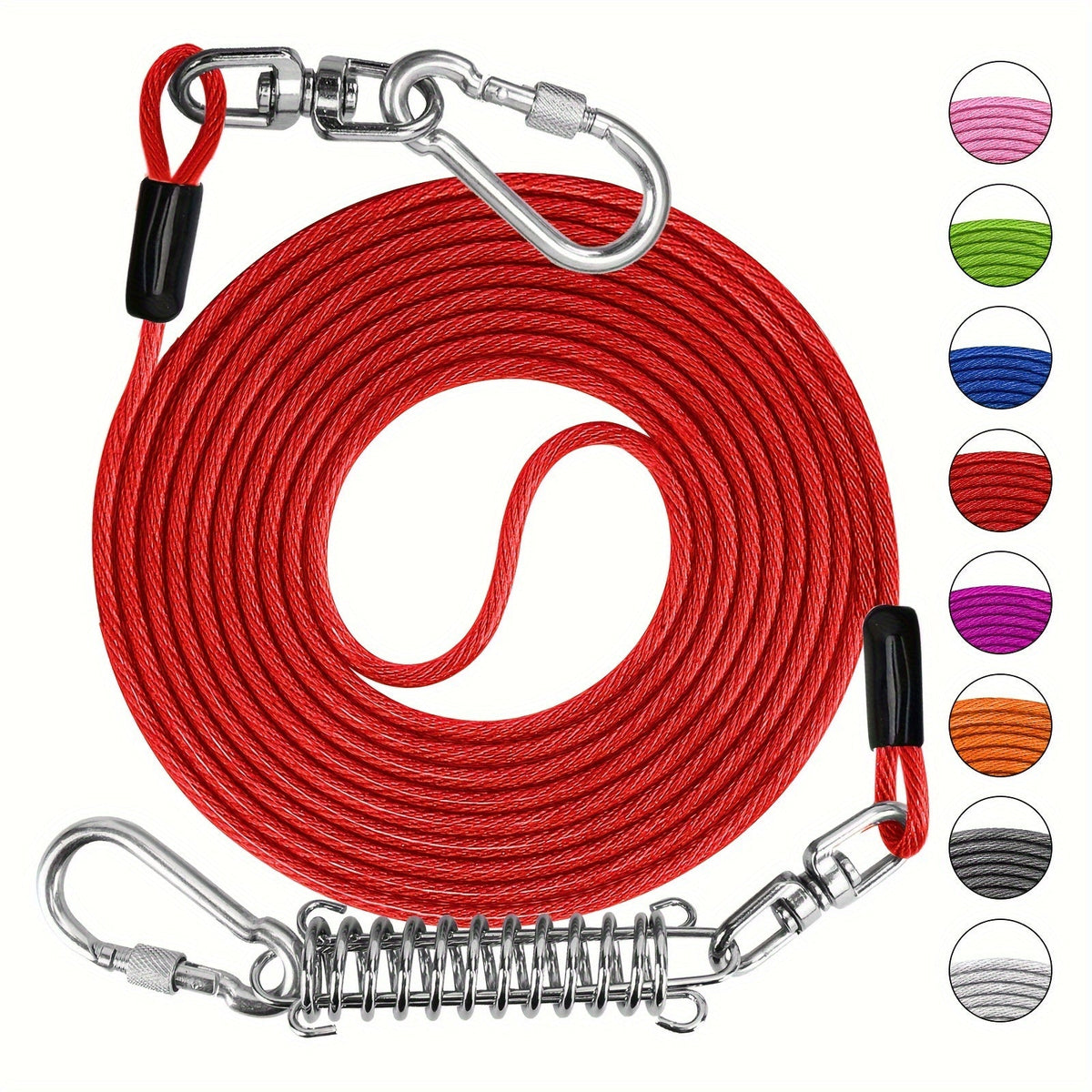 Laisse pour chien ultra-résistante de 1,8, 3, 4,5, 9, 15, 23 ou 30 mètres, câble d'attache d'entraînement pour grands chiens jusqu'à 225 kg, corde de course durable et résistante aux morsures pour le jardin