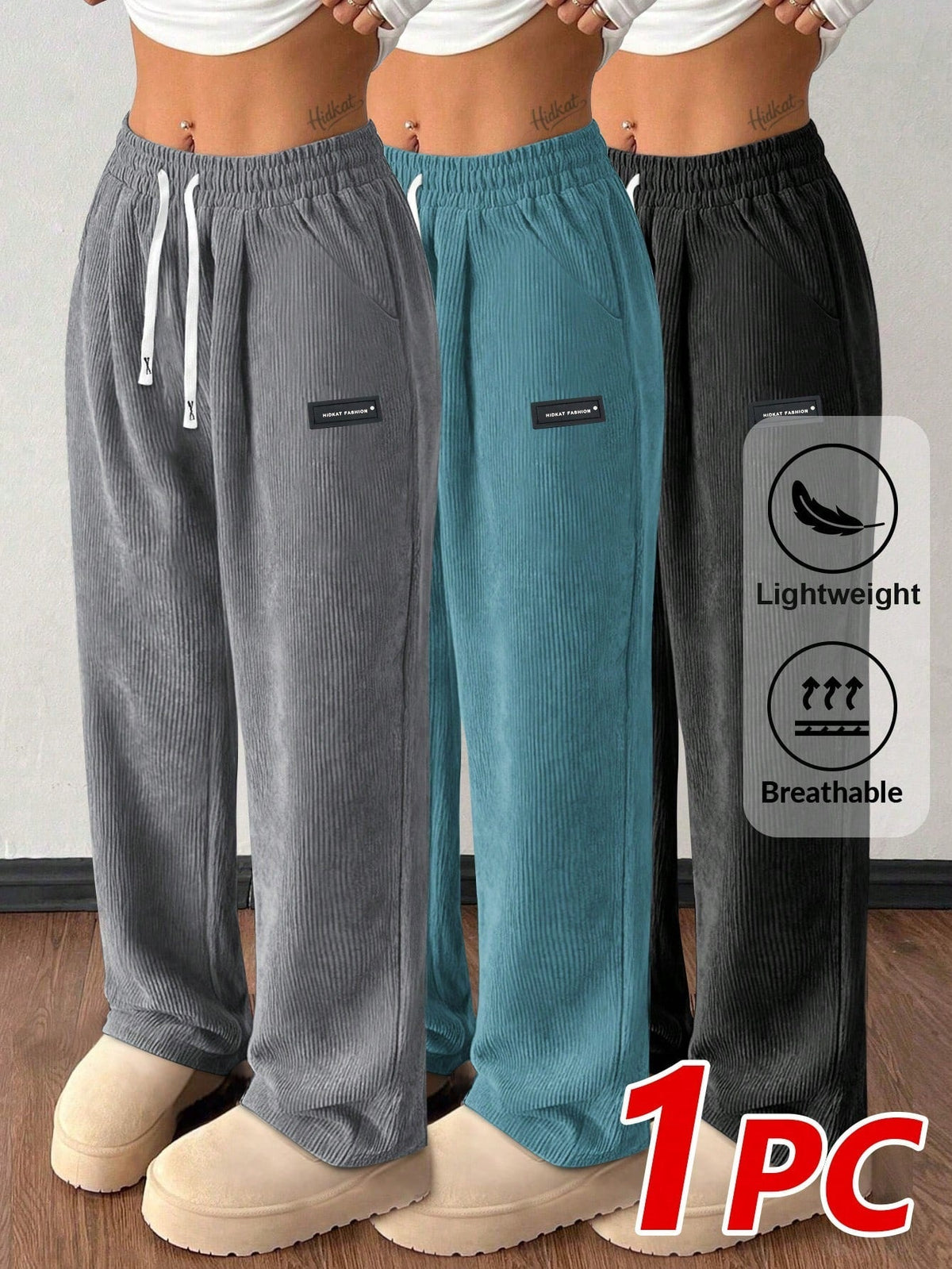 Pantalon droit en velours côtelé pour femme, décontracté avec cordon de serrage, taille élastique et poches vintage – Pantalon doux et respirant pour l'automne et l'hiver, 6 couleurs, XS-XXL