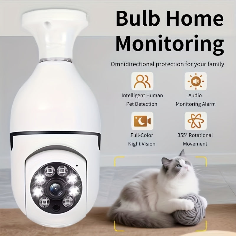 Lot de 2 caméras de sécurité ampoule 4 MP sans fil panoramique 360° HD WiFi 5 GHz/2,4 GHz, vision nocturne, audio bidirectionnel, contrôle par application, caméra de surveillance pour intérieur, maison, garage et animaux.