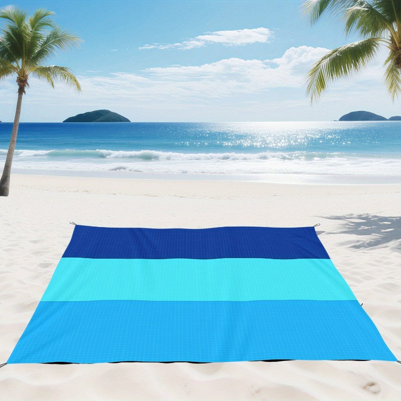 Grande couverture de plage anti-sable pour 4 à 7 personnes, 208 x 198 cm, tapis de pique-nique imperméable, léger et anti-sable pour la plage, le camping, la randonnée, les voyages et l'extérieur