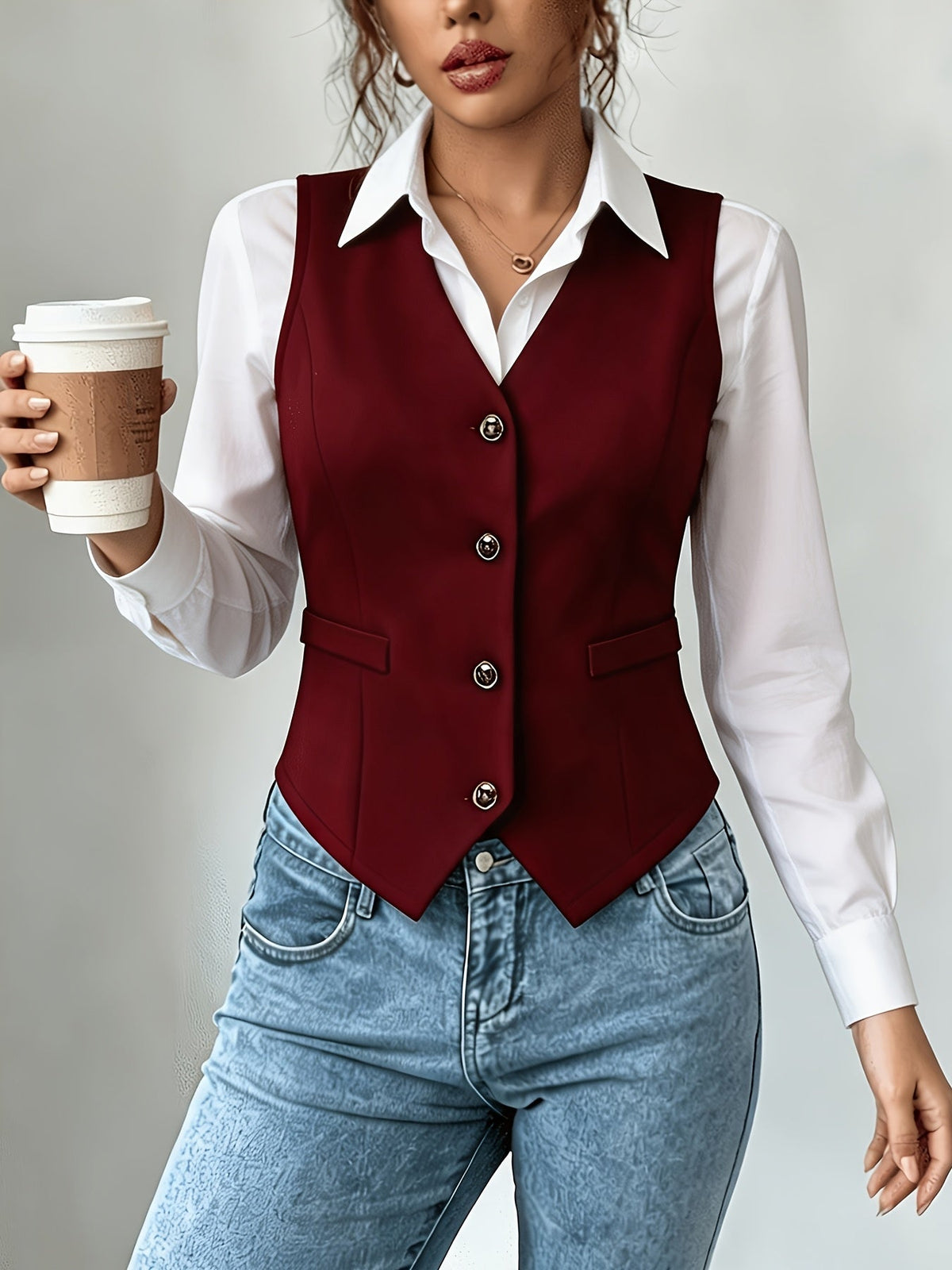 Haut sans manches pour femme, débardeur élégant de couleur unie, style décontracté et ample, chemisier polyvalent pour le travail et le quotidien