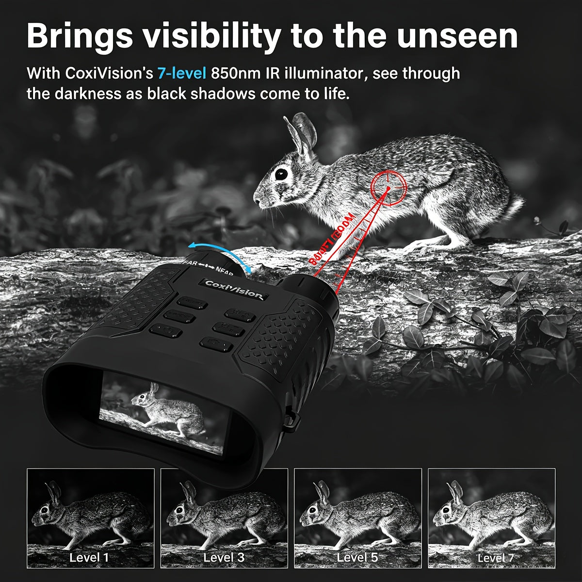 Jumelles de vision nocturne 4K pour adultes, appareil photo 48 MP, écran 3,1 pouces, batterie rechargeable 4400 mAh, réglage IR à 7 niveaux, vision dans l'obscurité totale, vidéo 4K, carte 64 Go pour la chasse, la sécurité et le camping, 25 mm 50 mm