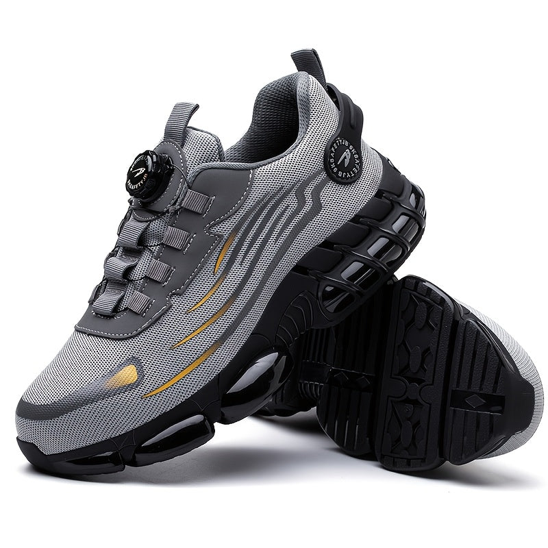 Chaussures de sécurité à embout en acier pour hommes, antidérapantes, respirantes, baskets à embout composite, bottes de travail de construction résistantes à l'abrasion, noir/gris foncé, US 6-11