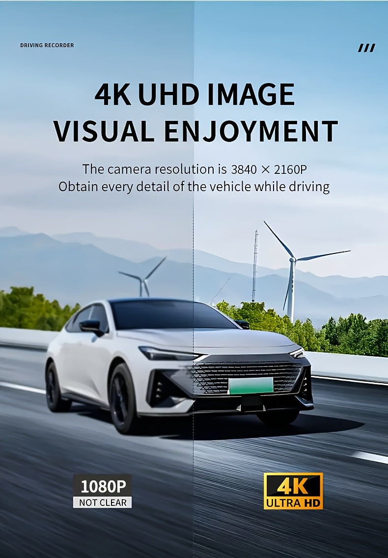 Dashcam 3 canaux 4K avant + 4K intérieur + 1080P arrière avec carte 32 Go offerte, vision nocturne, capteur G, grand angle, enregistrement en temps réel et moniteur de stationnement – Velora