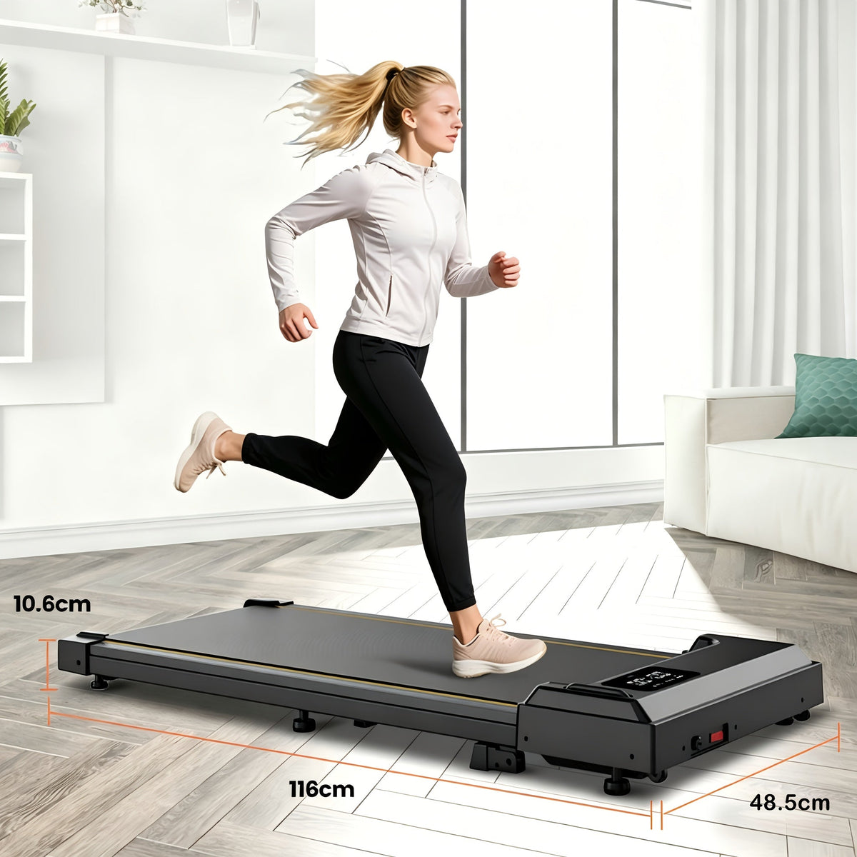 Tapis de marche sous bureau, moteur silencieux 2,5 HP, inclinaison 15 %, 4-en-1, capacité de 120 kg avec télécommande et écran LED - Tapis de course portable pour bureau à domicile, marche, jogging et perte de poids