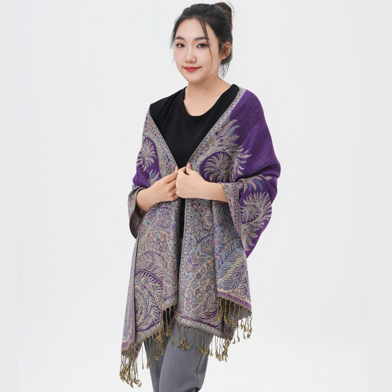 Écharpe pashmina à motif cachemire « queue de phénix » – Châle enveloppant épais et chaud pour femme, tissu doux et luxueux disponible en 17 couleurs éclatantes, polyvalent pour les événements formels, le quotidien et les cadeaux