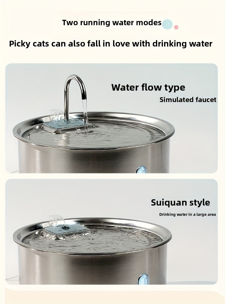 Fontaine à eau pour animaux en acier inoxydable 7 L (236 oz) – Distributeur d'eau automatique pour chats et chiens avec filtres de rechange, alimenté par USB et fenêtre de niveau d'eau – Modèle FT007