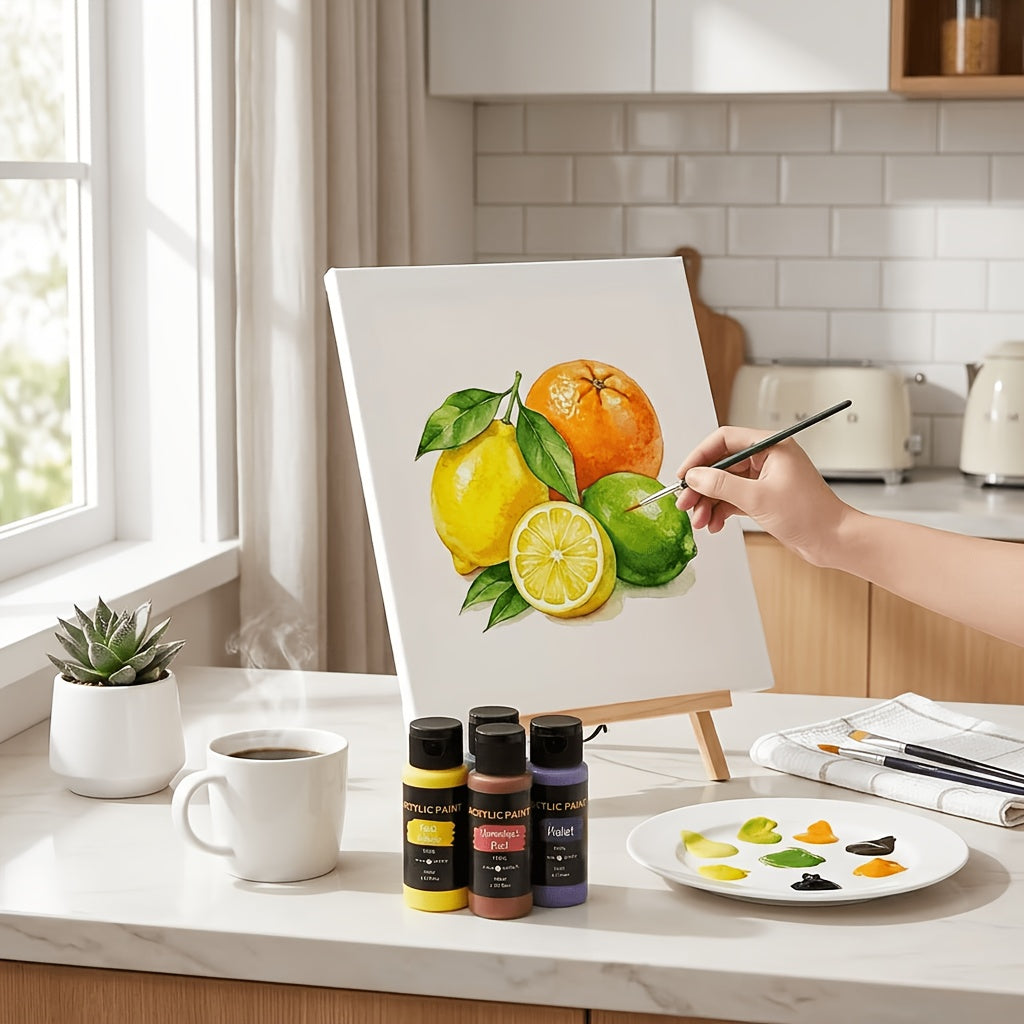 Set de peinture acrylique 36 couleurs de 60 ml chacune avec 12 pinceaux – Fournitures de peinture à pigments riches pour toile, céramique et tissu, artistes débutants et professionnels, rentrée scolaire et cadeau de fêtes