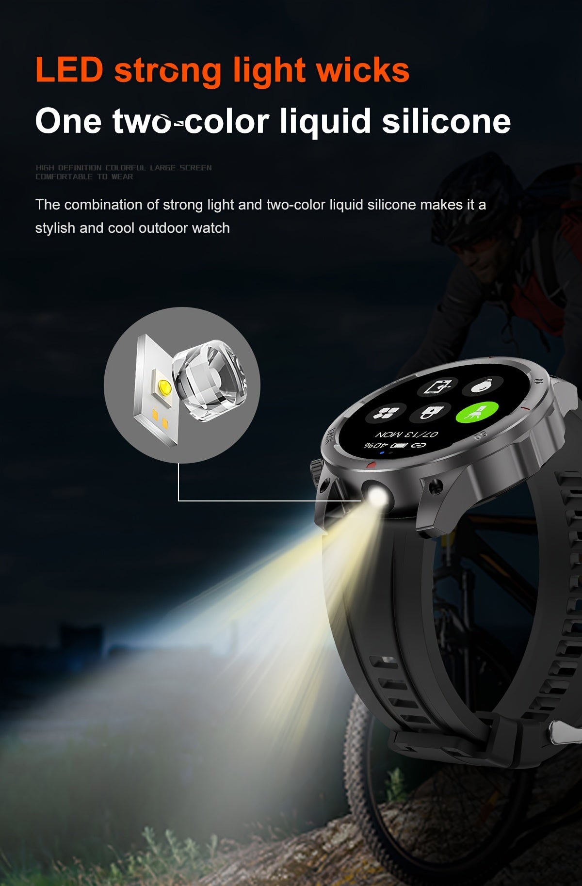 Montre connectée GPS pour homme – Écran HD 360×360, commande vocale IA, appels sans fil, NFC, boussole, éclairage LED, suivi de trajectoire, tracker de fitness pour sports de plein air, cadeau pour la fête des Pères