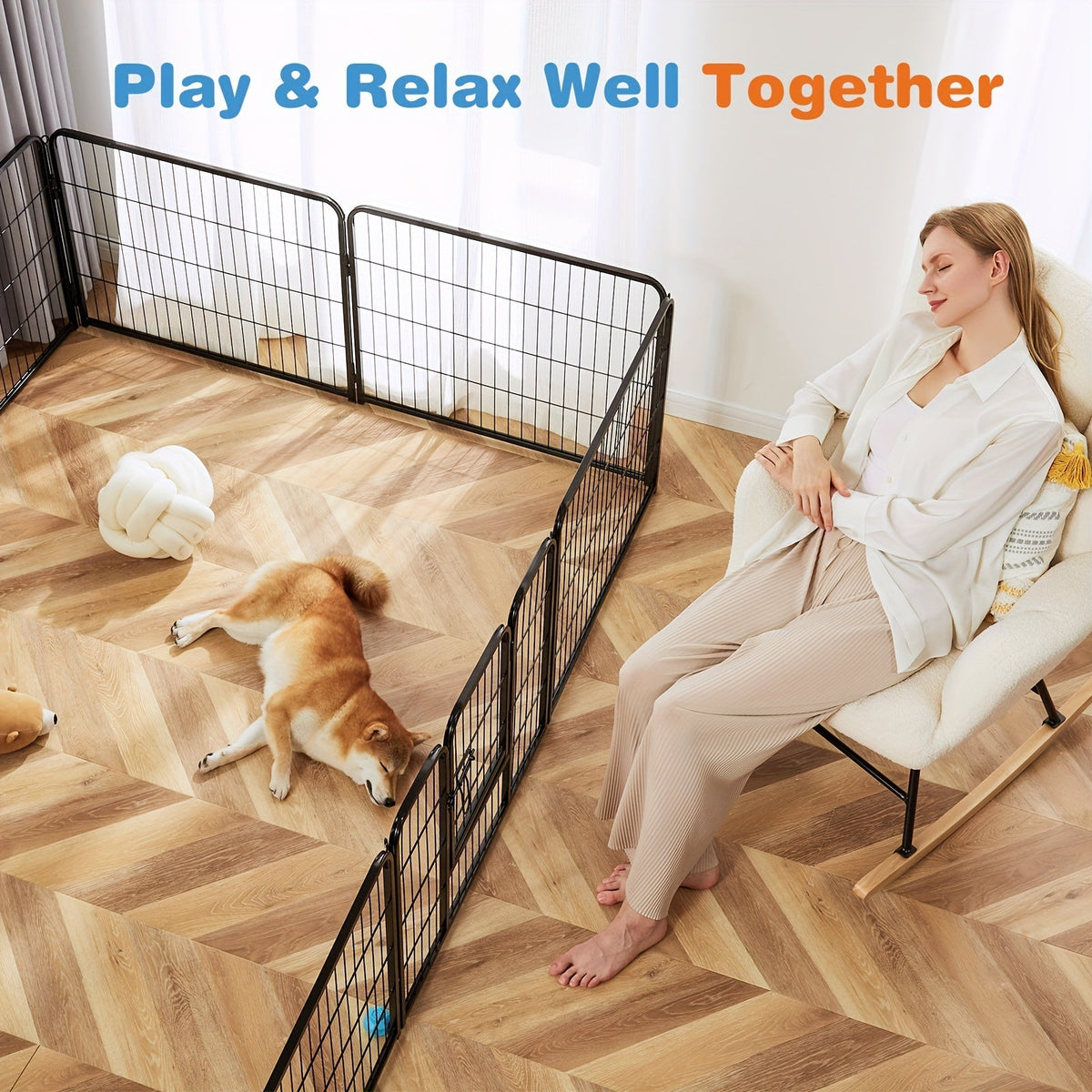 Parc portable pour chiens 8/16 panneaux, enclos d'exercice robuste pour animaux, pour grands, moyens et petits chiens, utilisation intérieure/extérieure, camping en VR, jardin, cour, parc pour chiots, lapins et autres animaux