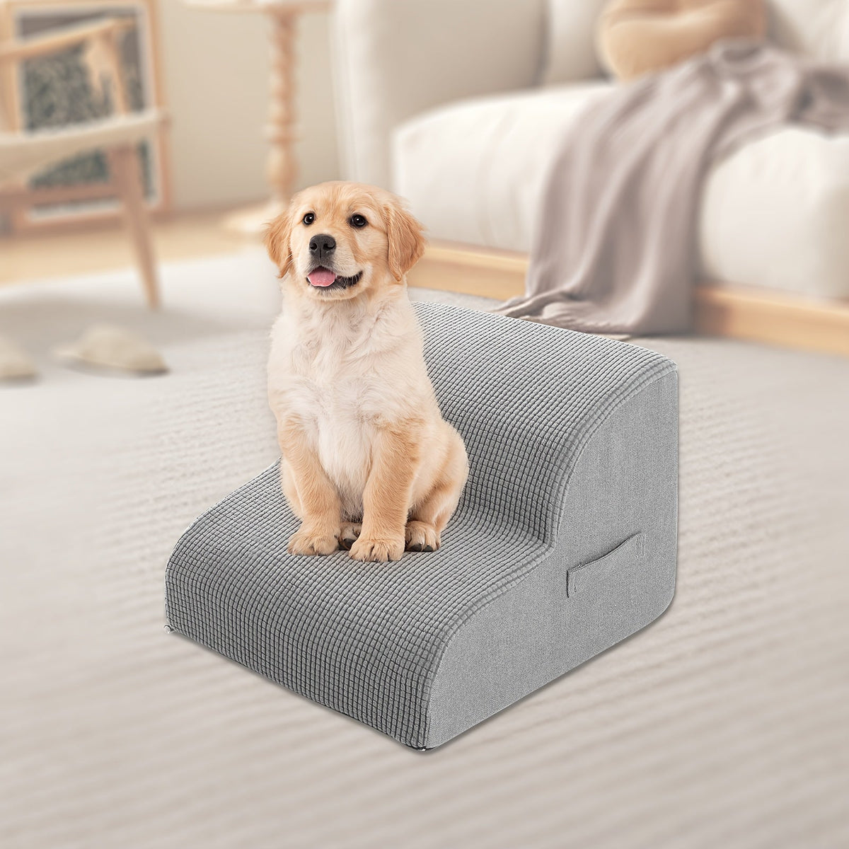 Escalier pour chien pour lit et canapé – Marches antidérapantes pour animaux 2/3/4 marches pour petits chiens et chats, housse amovible et lavable, rampe orthopédique pour chiens âgés, animaux blessés et soulagement des douleurs articulaires, 5 coloris