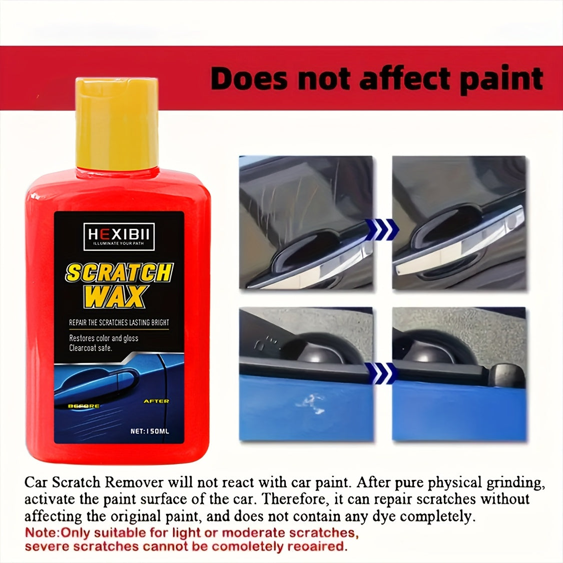 Pâte efface-rayures pour voiture – Kit professionnel de réparation de vernis pour imperfections de surface, tourbillons et rayures légères, kit d'entretien automobile de 150 ml pour la restauration de la peinture extérieure