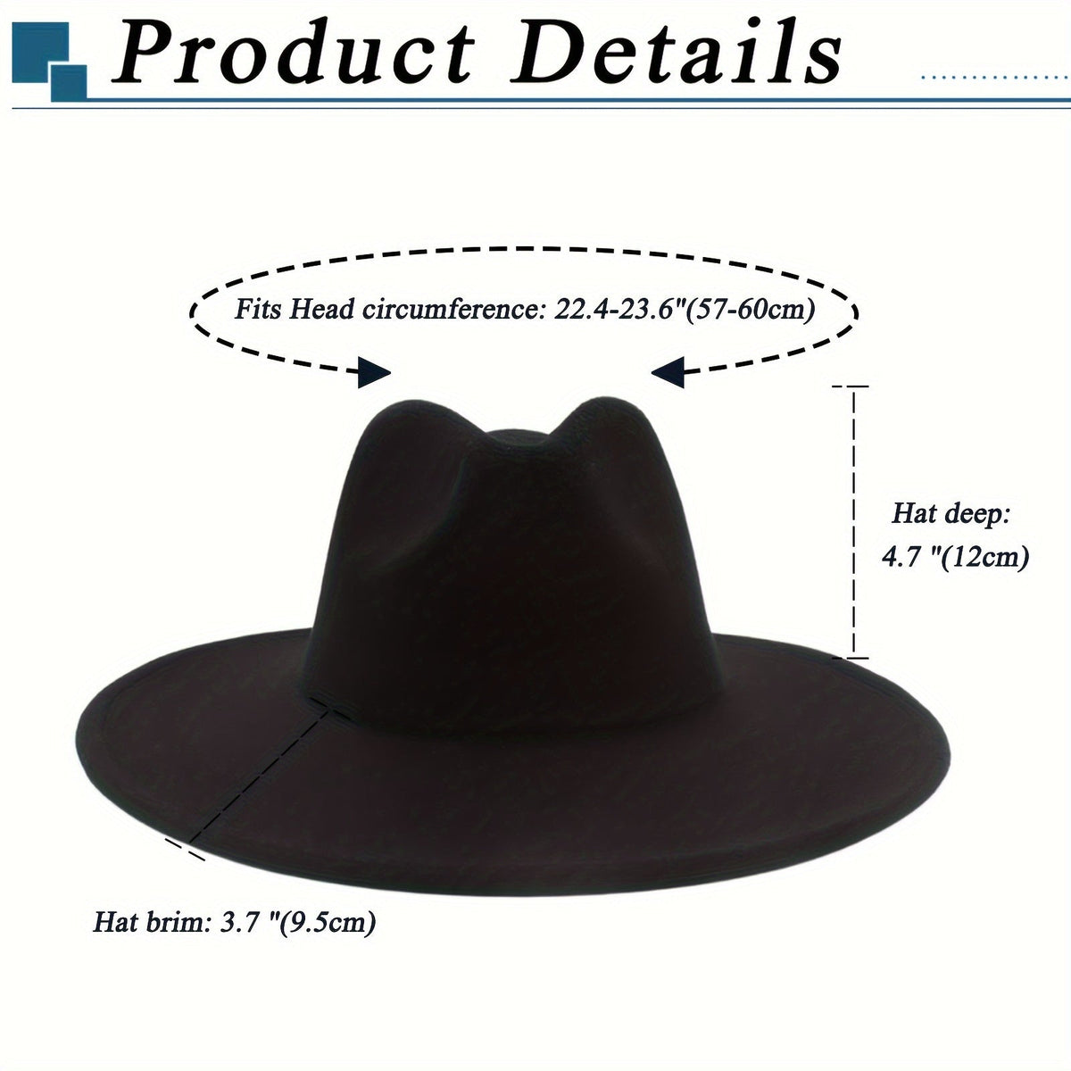 Chapeau de cow-boy à larges bords pour hommes et femmes – Fedora en feutre style western, chapeau style Panama Trilby jazz classique, chapeau de soleil pour festivals en plein air, voyages et tenue décontractée au quotidien