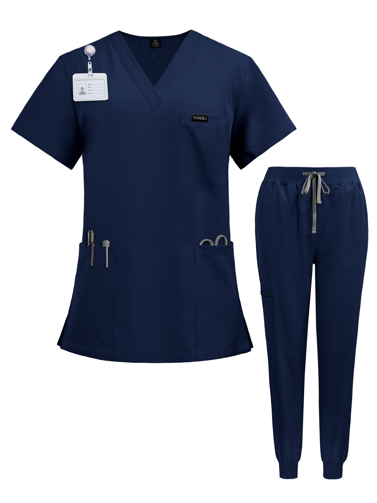 Ensemble d'uniformes médicaux unisexes pour infirmiers, médecins, personnel vétérinaire et dentaire - Vêtements de travail professionnels pour bloc opératoire en tissu extensible confortable - Disponible du S au XXL en 7 couleurs