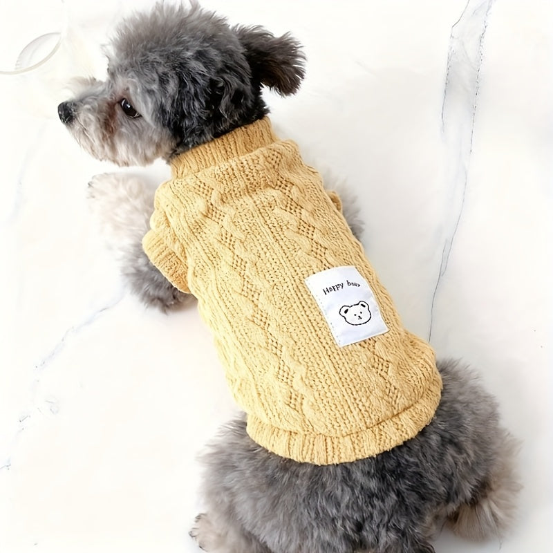 Ensemble de 4 pulls pour chiens et chats - Pulls en tricot chauds automne-hiver XS-XL, lot de vêtements pour chiots et chatons aux couleurs assorties, tenue pour petits chiens, cadeau de fêtes