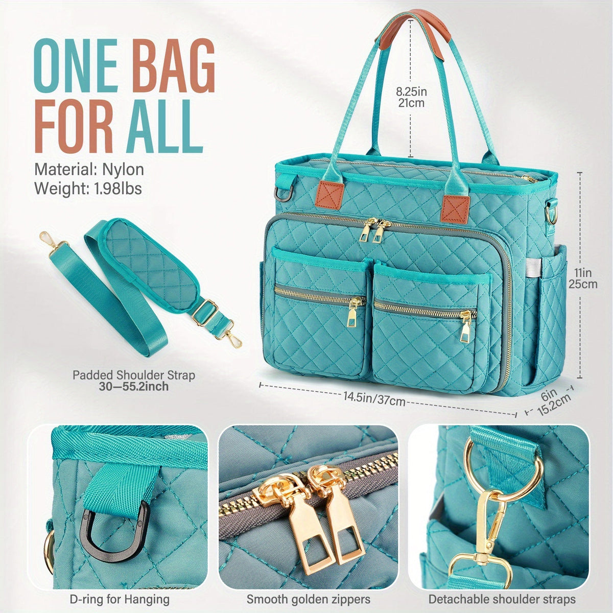 Sac fourre-tout à motif losanges pour femme – Sac de travail pour ordinateur portable à compartiments multiples, sac de banlieue résistant à l'usure pour enseignante, sac à bandoulière professionnel élégant pour le bureau, l'école et les voyages