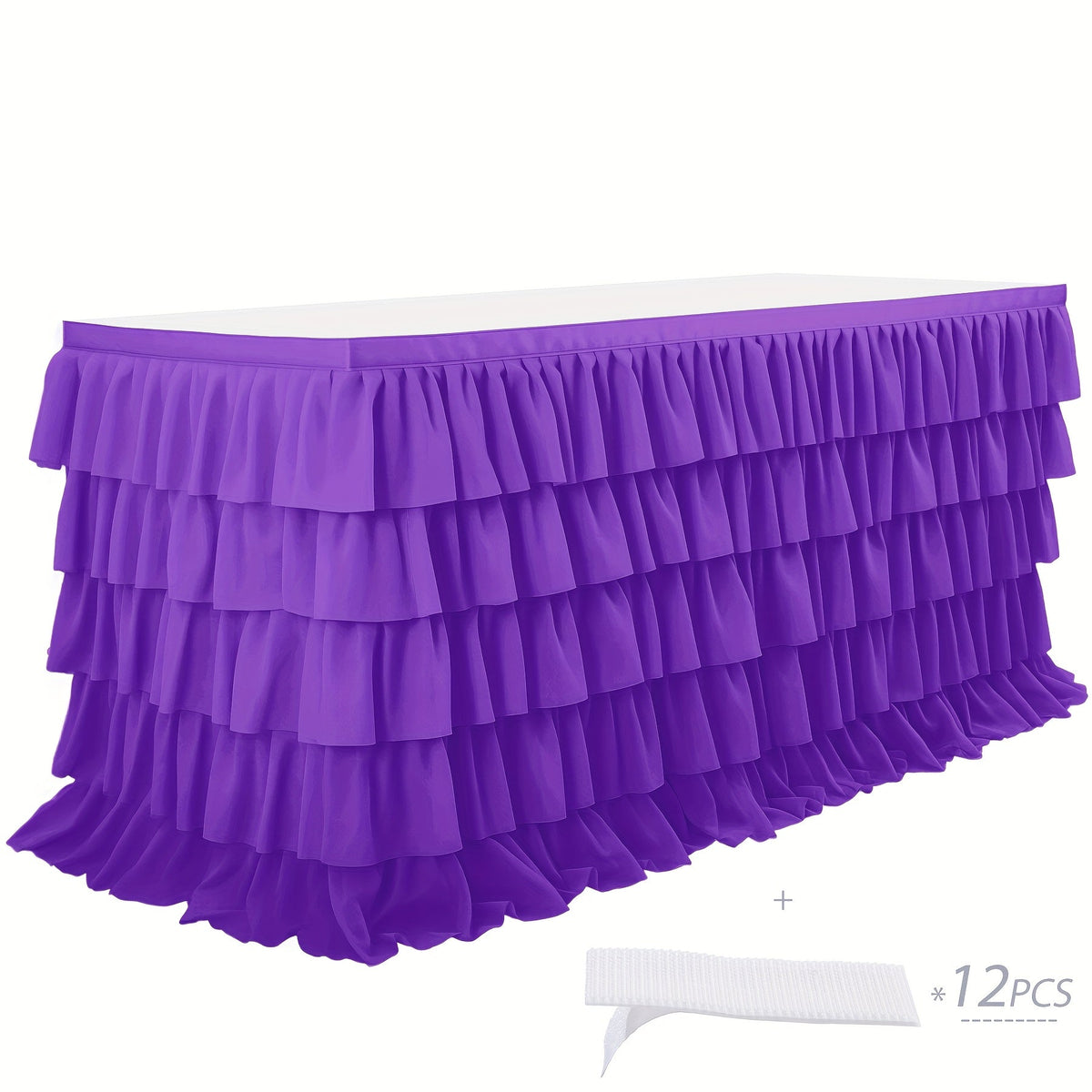 6ft Tulle Tutu Table Skirt β Chiffon Ruffle Table Skirting for Birthday Party, Wedding, Bridal Shower, Girls Party & Holiday Decor β Easy Hook & Loop Install, 12 Colors (72"L x 30"H)