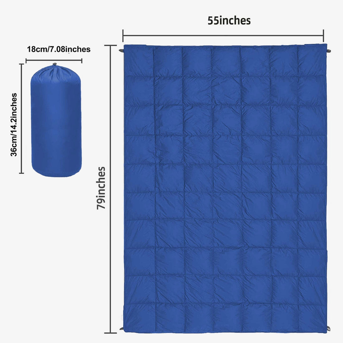 Couverture matelassée de camping, pliable, légère et chaude avec traitement déperlant DWR, incluant un masque de nuit 3D, 140x200 cm, pour camping, voyage, voiture, plage, stade, hamac, canapé et festival