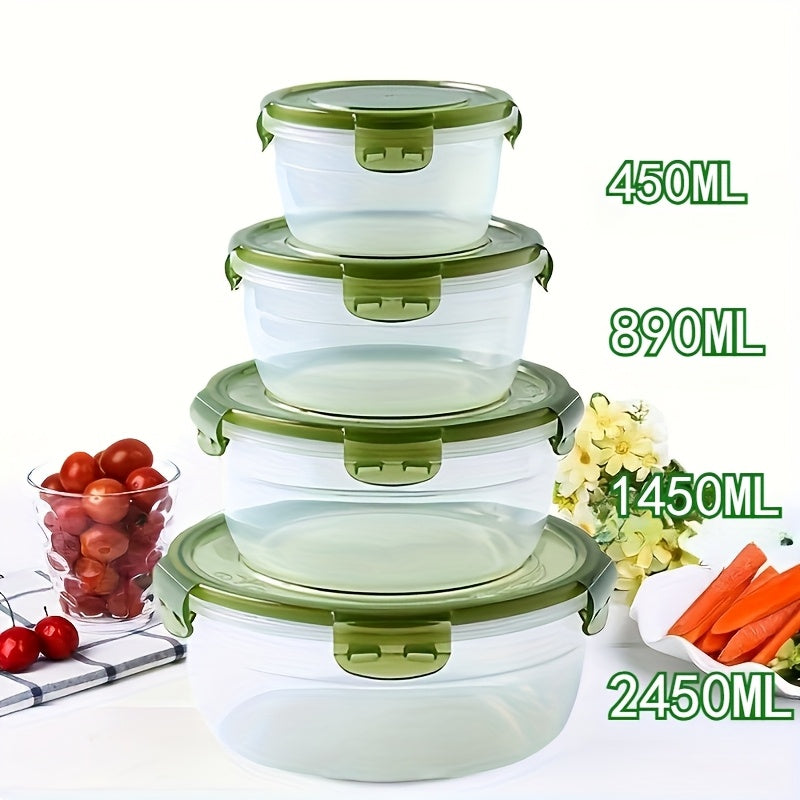Ensemble de 3 ou 4 récipients hermétiques pour réfrigérateur - Boîtes de rangement en plastique grande capacité pour fruits, légumes, viande, œufs, restes - Empilables, sans BPA, faciles à nettoyer, conservation fraîcheur