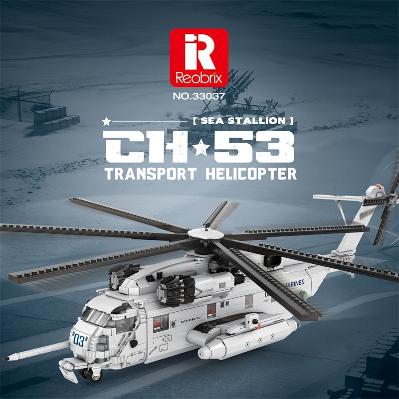Kit de construction de modèle d'hélicoptère, jouet d'avion militaire de collection avancé pour adultes et adolescents 14+, ensemble d'assemblage de briques ABS, cadeau STEM pour décoration de maison ou de bureau