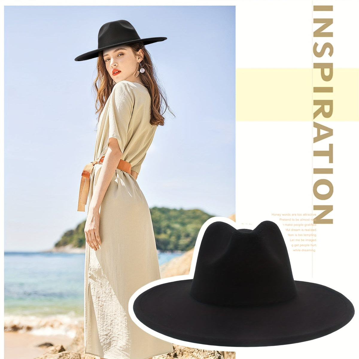 Chapeau de cow-boy à larges bords pour hommes et femmes – Fedora en feutre style western, chapeau style Panama Trilby jazz classique, chapeau de soleil pour festivals en plein air, voyages et tenue décontractée au quotidien
