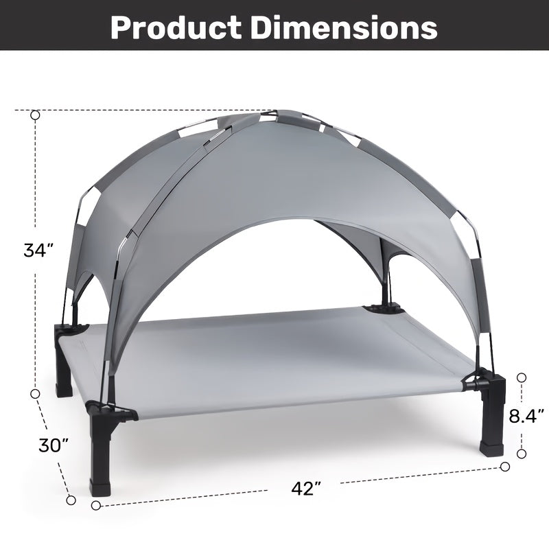 Elevated Dog Bed with Removable Canopy Shade Tent β Portable Raised Outdoor Cooling Pet Cot for Dogs & Cats, Breathable Mesh, Lightweight Foldable Design for Camping, Yard & Patio