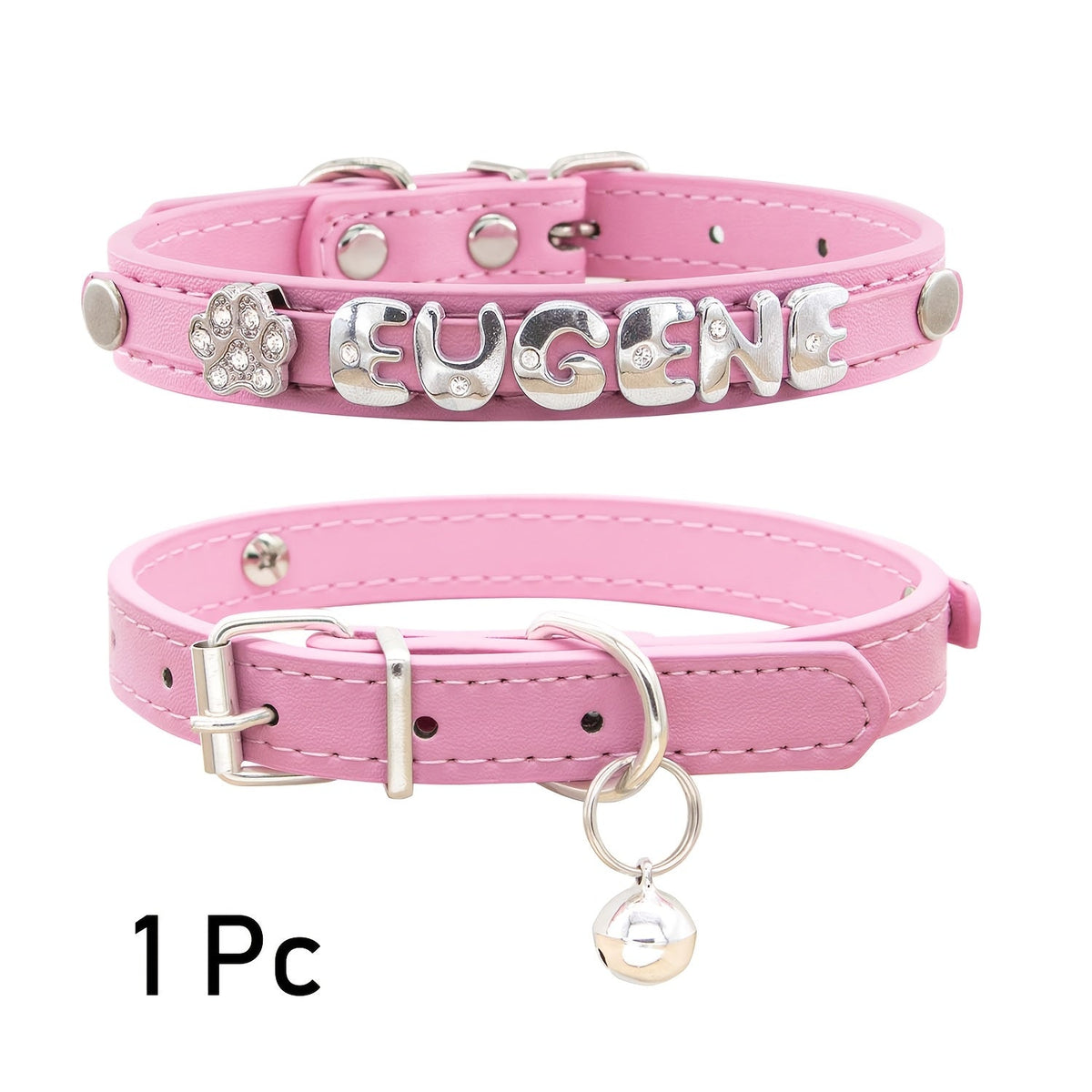 Collier pour chat et chien en similicuir personnalisé avec médaille, collier d'identification sur mesure pour petits et moyens chiens et chats, collier réglable pour animal de compagnie avec breloque exquise, 11 couleurs du XS au M